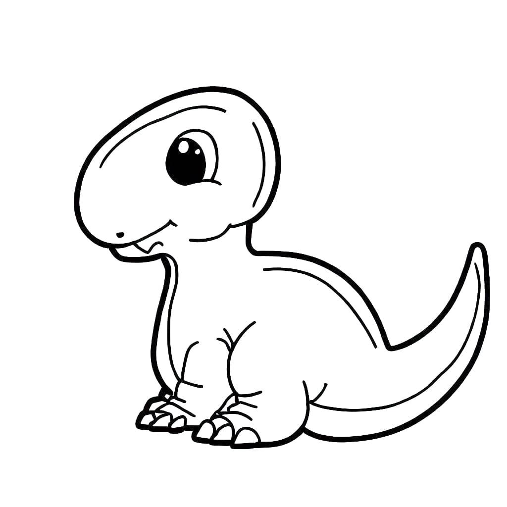 Desenho de um Lindo Bebê Dinossauro para Colorir e Pintar