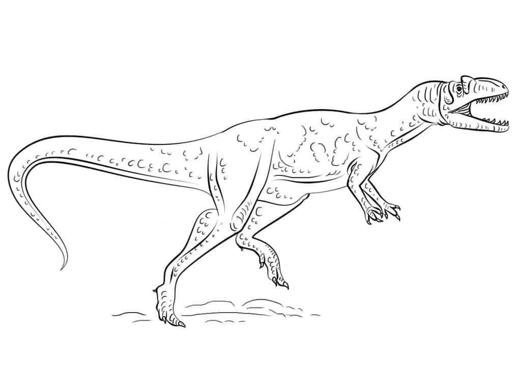 Desenho de Alossauro Correndo para Colorir e Pintar