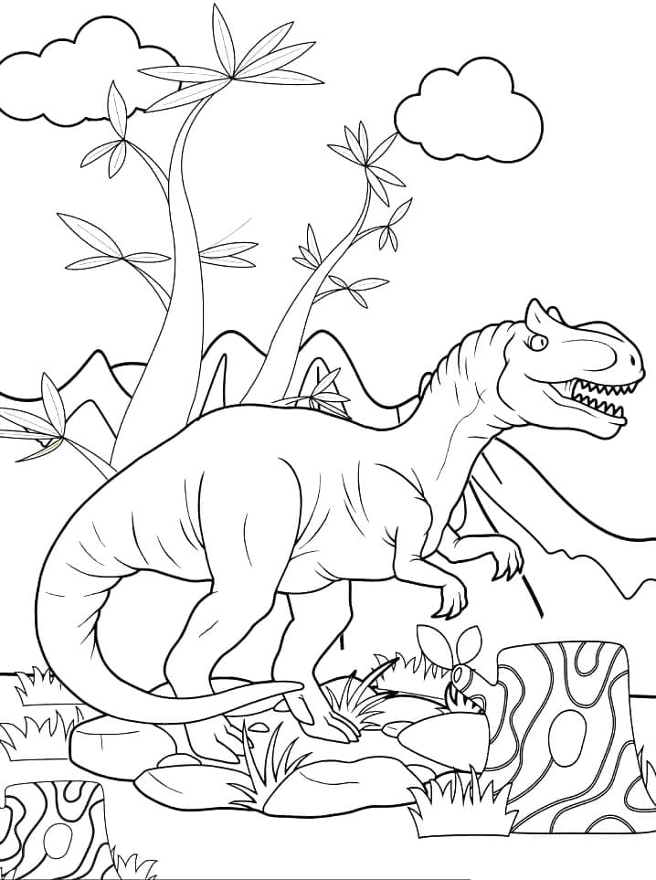 Desenho de Alossauro para Crianças para Colorir e Pintar