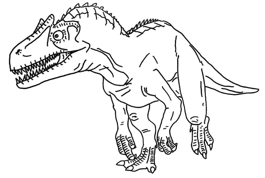 Desenho de Jurassic World Alossauro para Colorir 1024×690