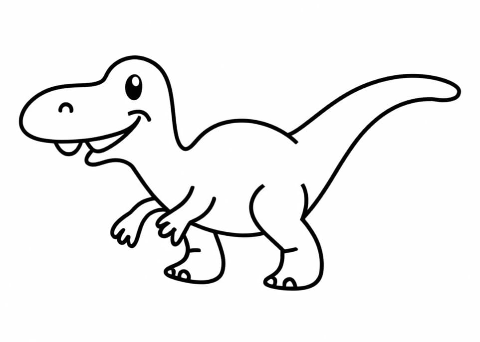 Desenho de Dinossauro Simples para Colorir e Pintar