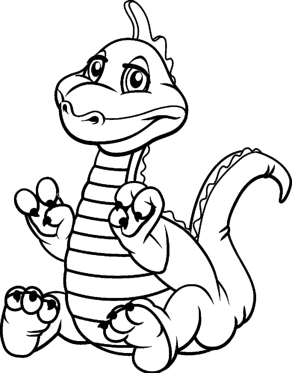 Desenho de Dinossauro de Desenho Animado para Colorir e Pintar