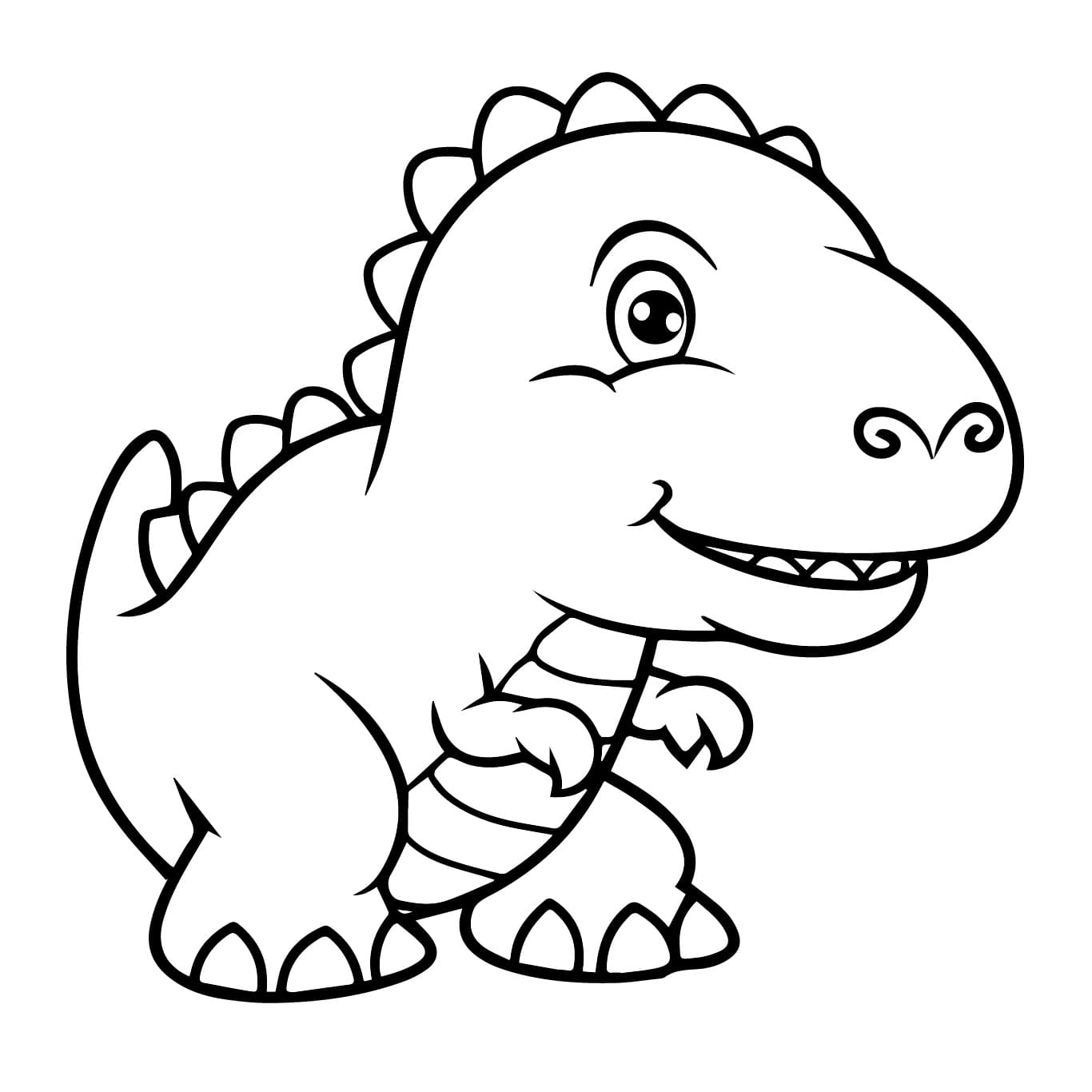 Desenho de Pequeno Dinossauro para Colorir e Pintar