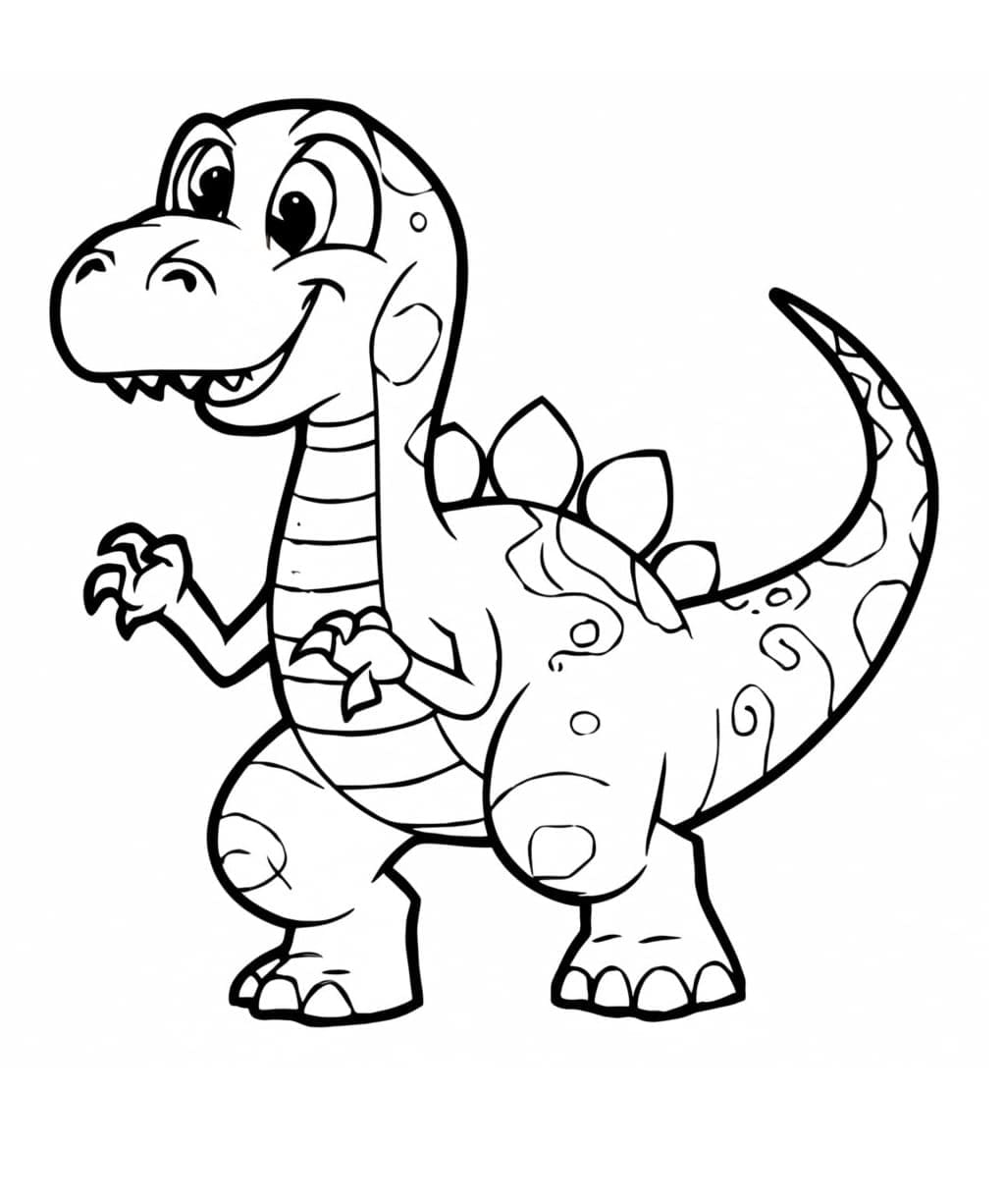 Desenho de um Dinossauro Engraçado para Colorir e Pintar