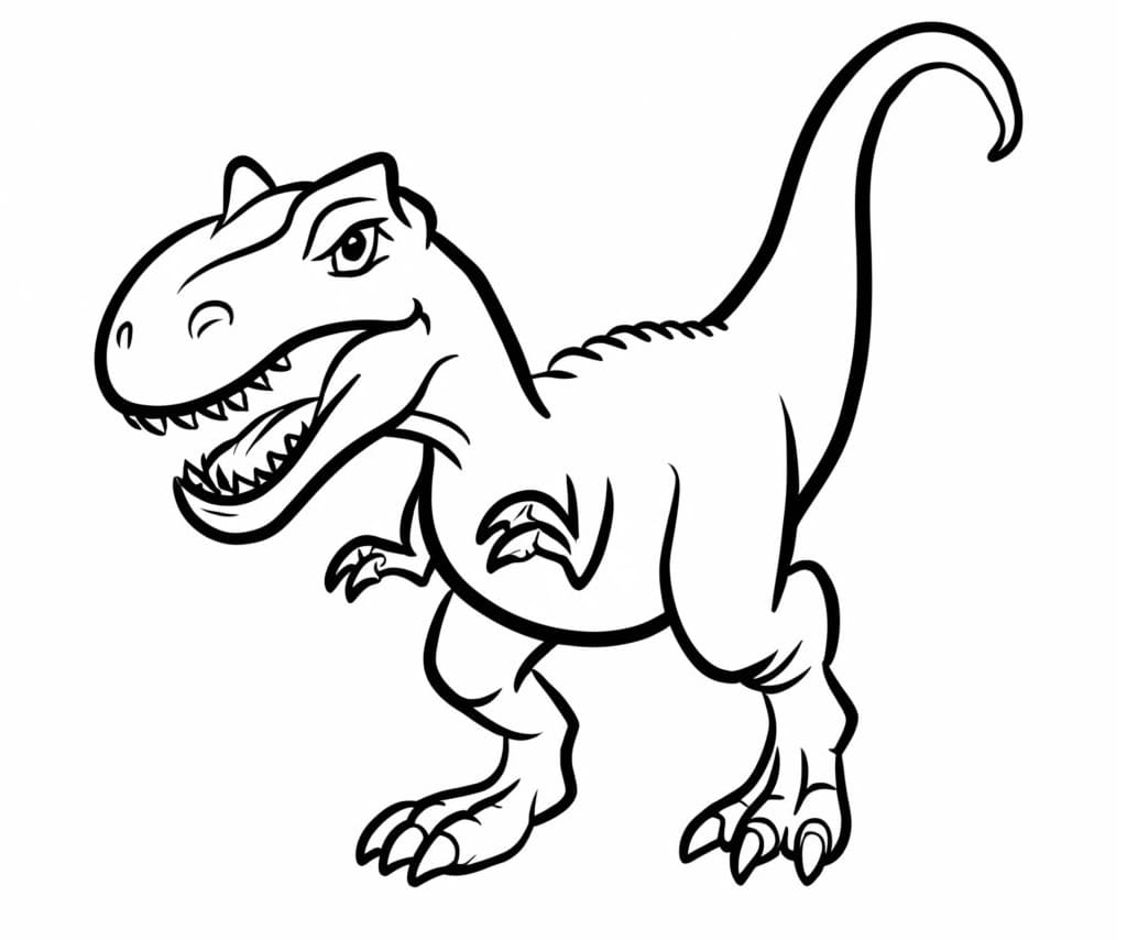 Desenho de um Dinossauro Furioso para Colorir e Pintar