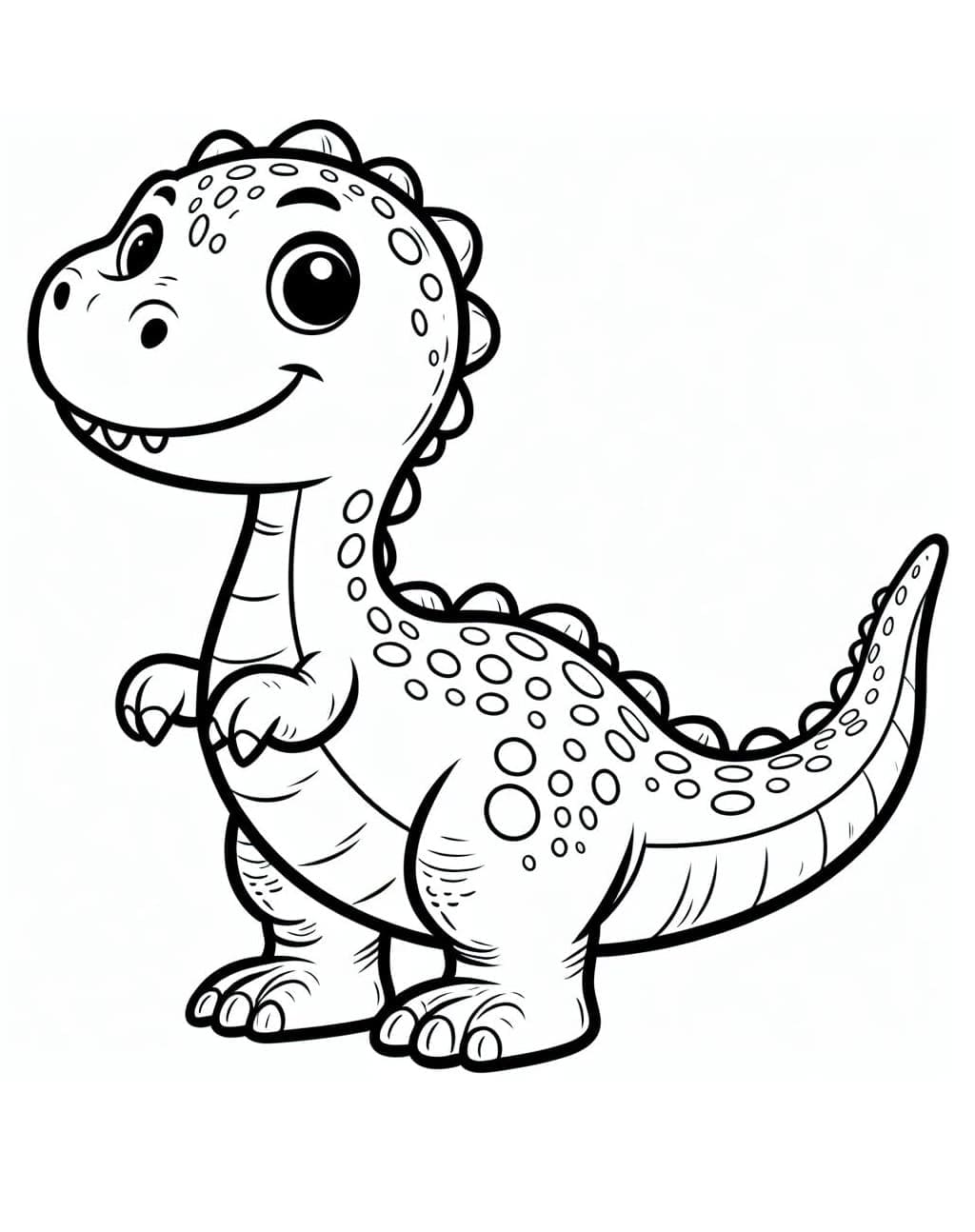 Desenho de um Dinossauro Muito Fofo para Colorir e Pintar
