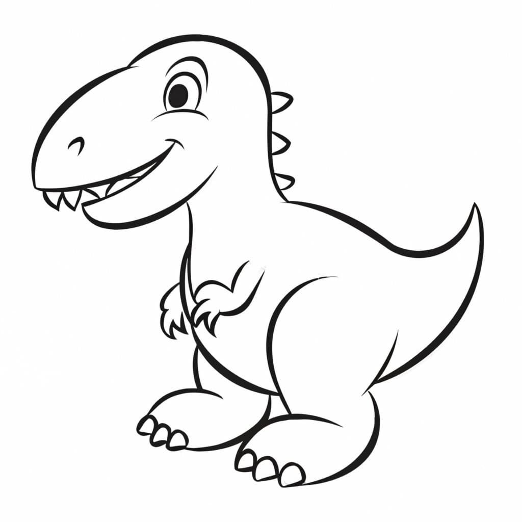 Desenho de um Dinossauro Simples para Colorir e Pintar