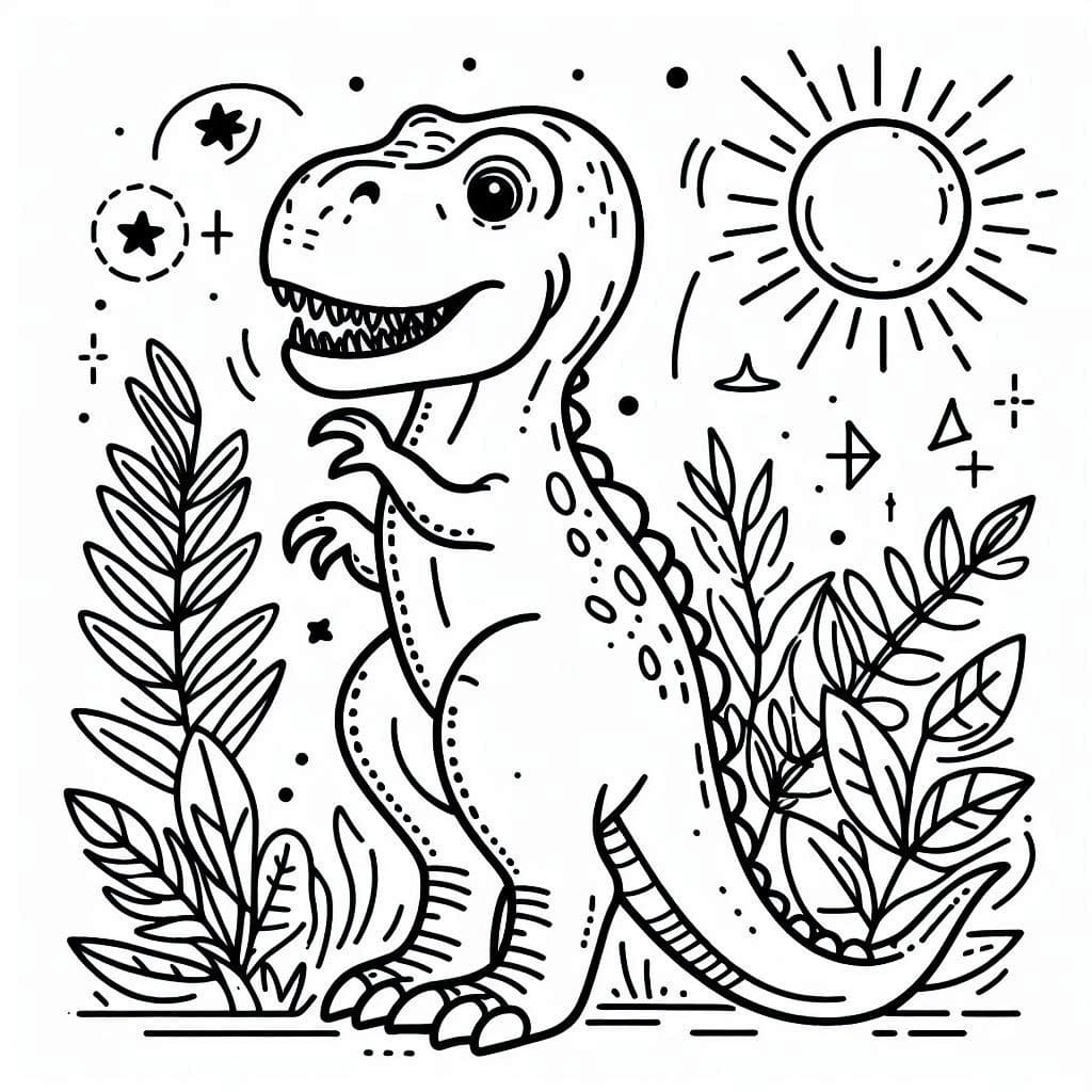 Desenho de um Dinossauro de Desenho Animado para Colorir e Pintar