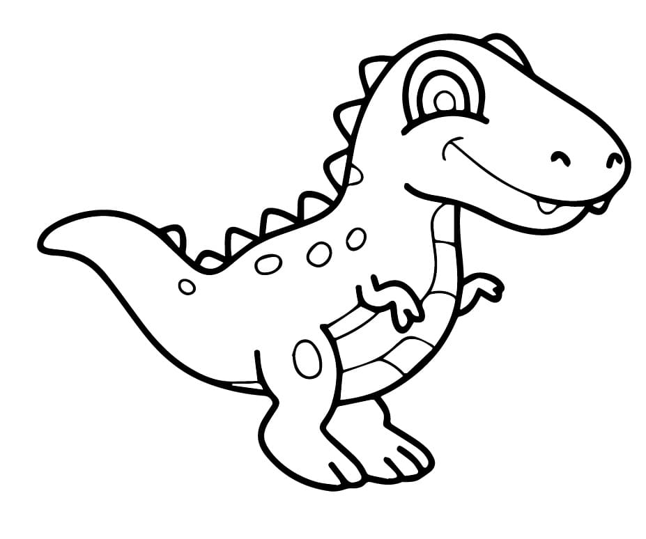 Desenho de um Pequeno Dinossauro para Colorir e Pintar