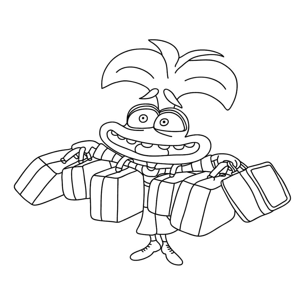 Desenho de Ansiedade de Divertida Mente 2 para Colorir e Pintar