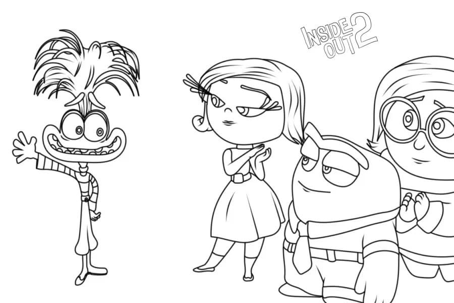 Desenho de Divertida Mente 2 de Disney Pixar para Colorir e Pintar