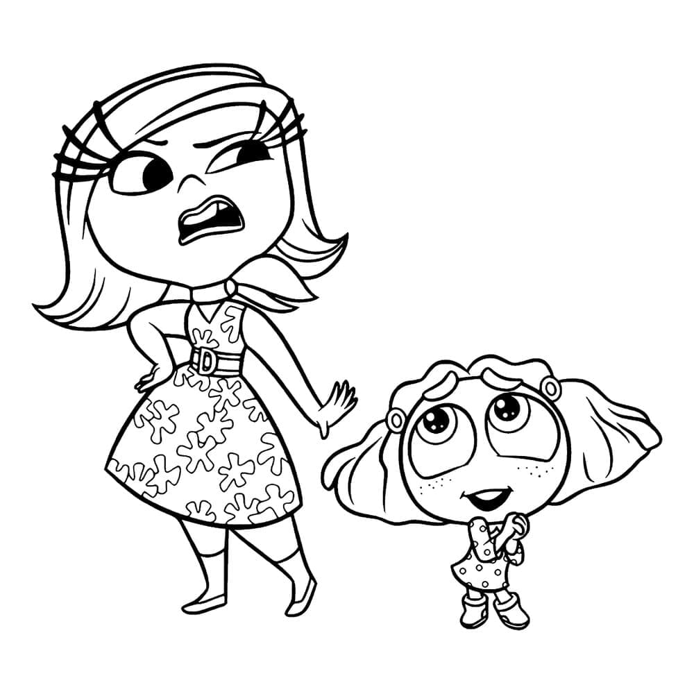 Desenho de Nojinho e Invejá Divertida Mente 2 para Colorir e Pintar