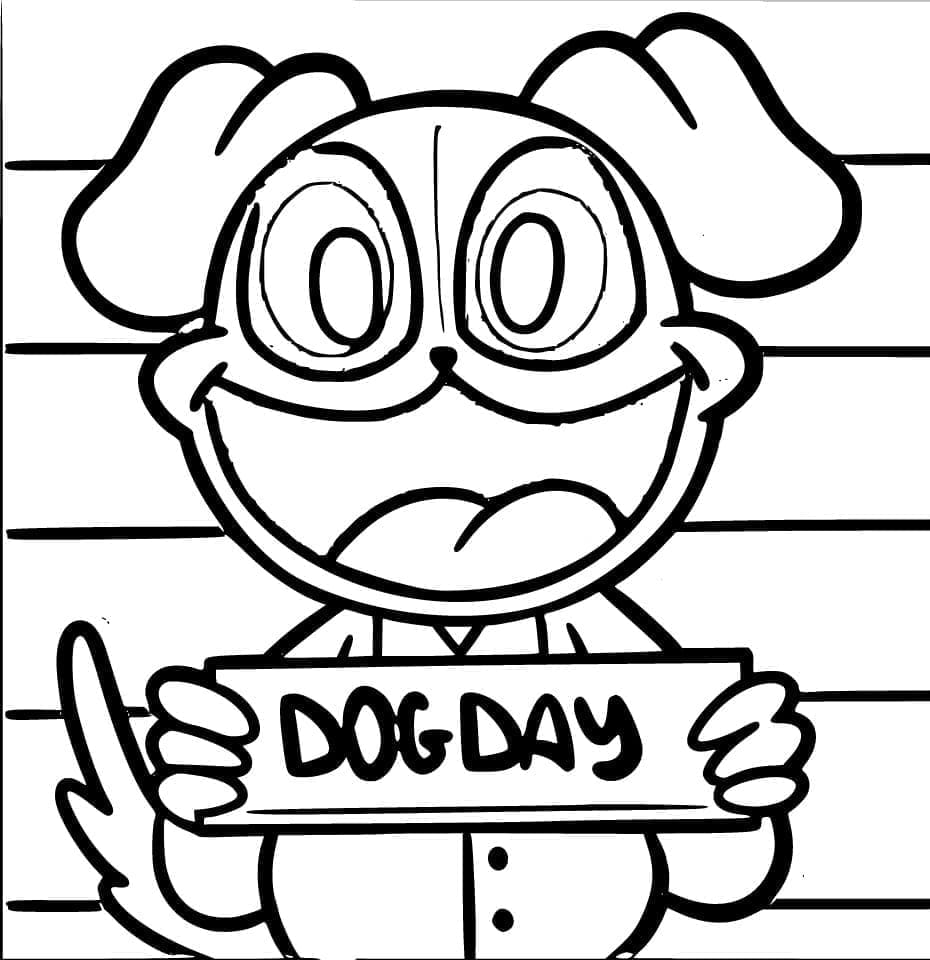 Desenho de Dogday Imprimivel para Crianças para Colorir e Pintar