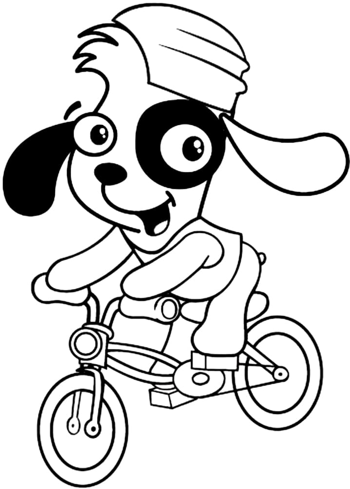 Desenho Doki Andando de Bicicleta para Colorir e Pintar