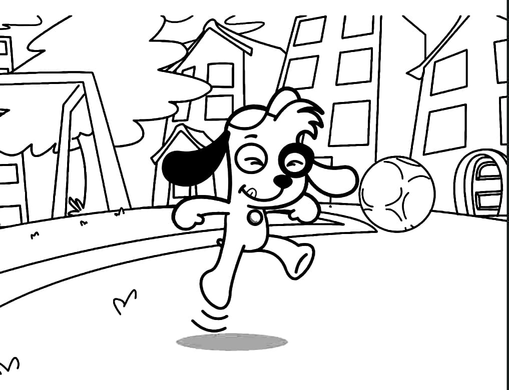 Desenho Doki Chutando Bola para Colorir e Pintar