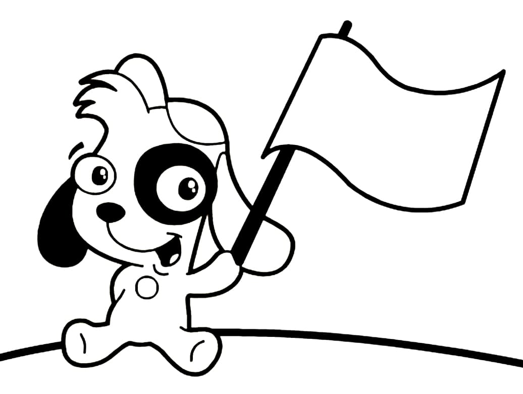 Desenho Doki e Bandeira para Colorir e Pintar