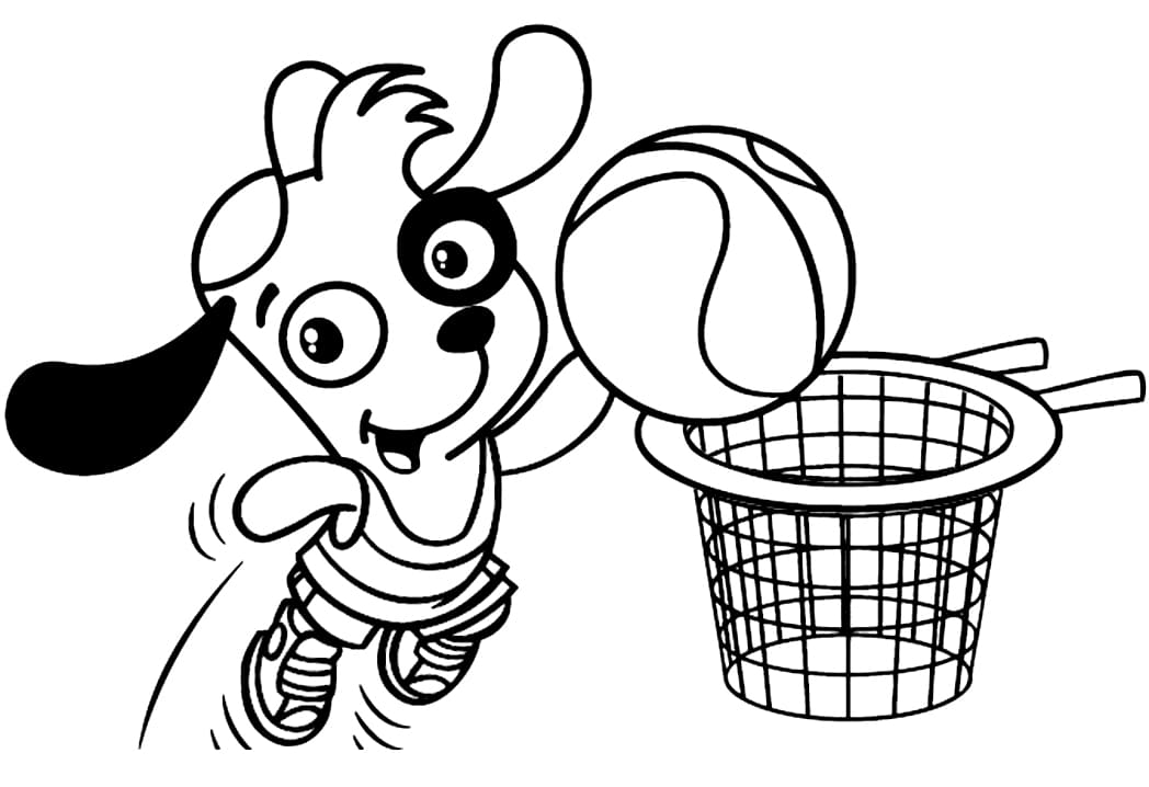 Desenho Doki Jogando Basquete para Colorir e Pintar