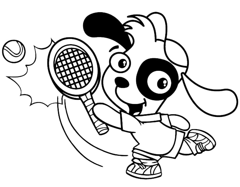 Desenho Doki Jogando Tênis para Colorir e Pintar