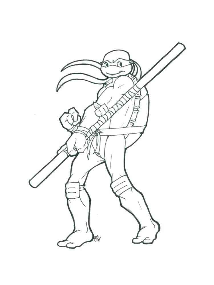 Desenho de Donatello Tartarugas Ninja Correndo para Colorir e Pintar