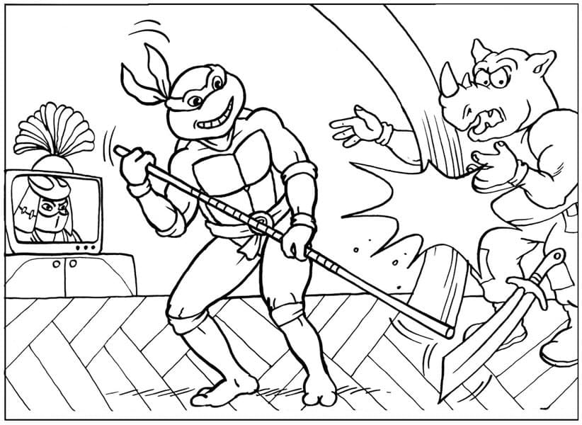 Desenho de Donatello Tartarugas Ninja Engraçado para Colorir e Pintar