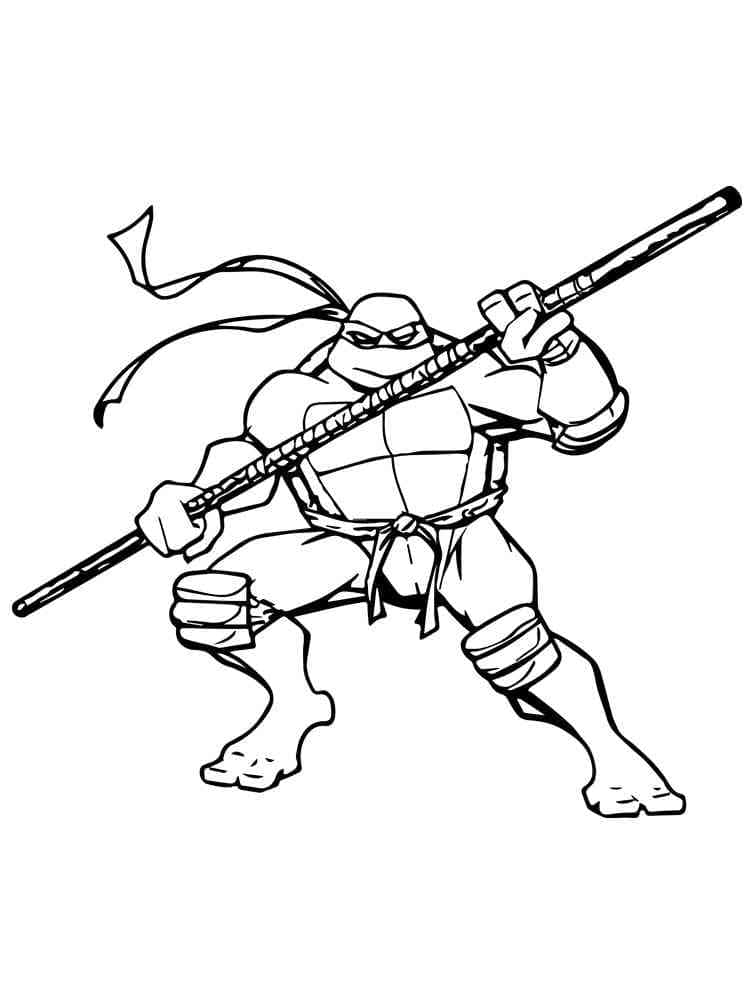 Desenho de Donatello Tartarugas Ninja Incrível para Colorir e Pintar