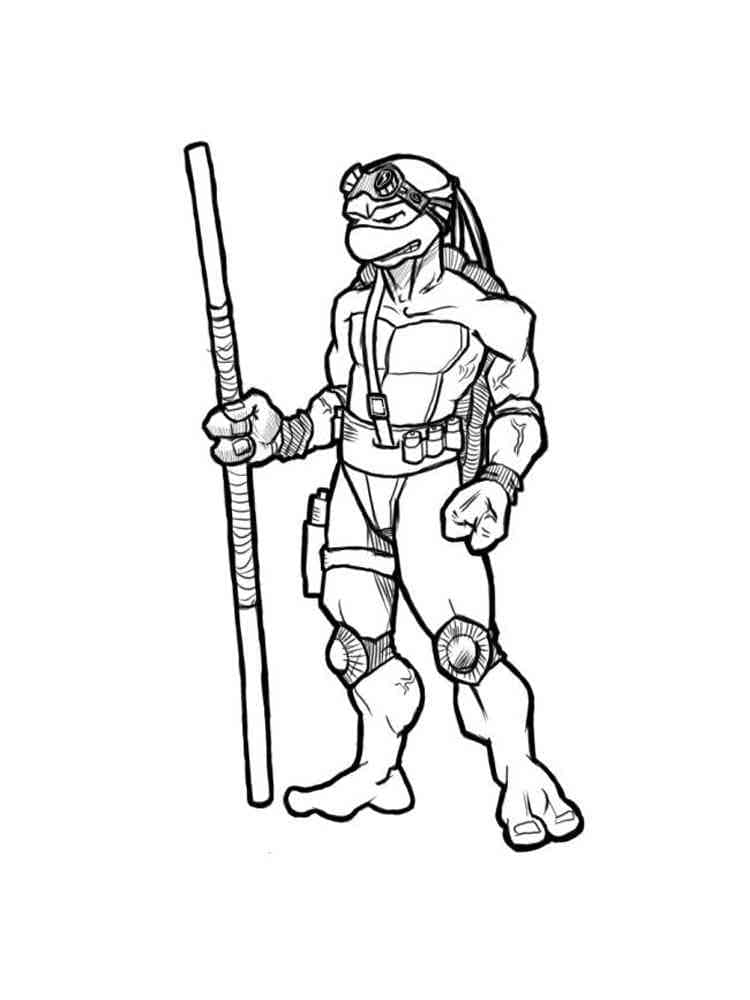 Desenho de Donatello Tartarugas Ninja Irritado para Colorir e Pintar