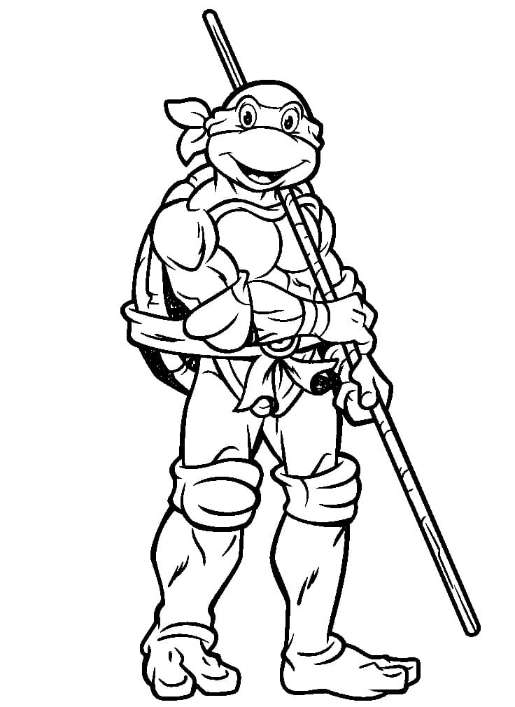 Desenho de Donatello Tartarugas Ninja Sorridente para Colorir e Pintar