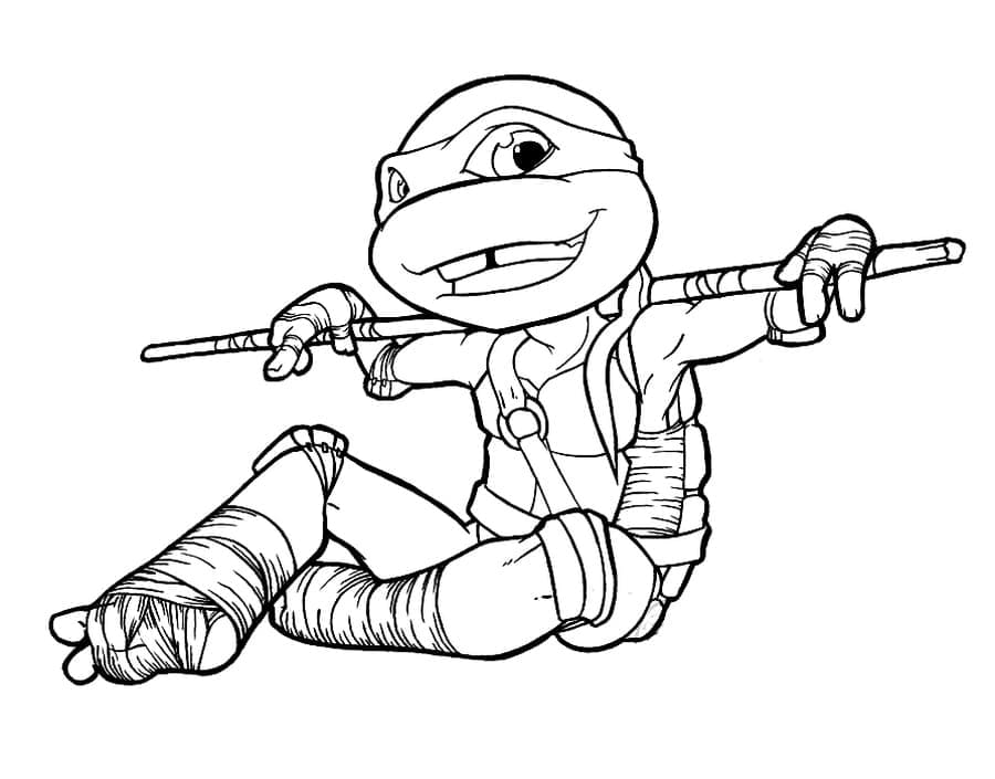 Desenho de Pequeno Donatello Tartarugas Ninja para Colorir e Pintar