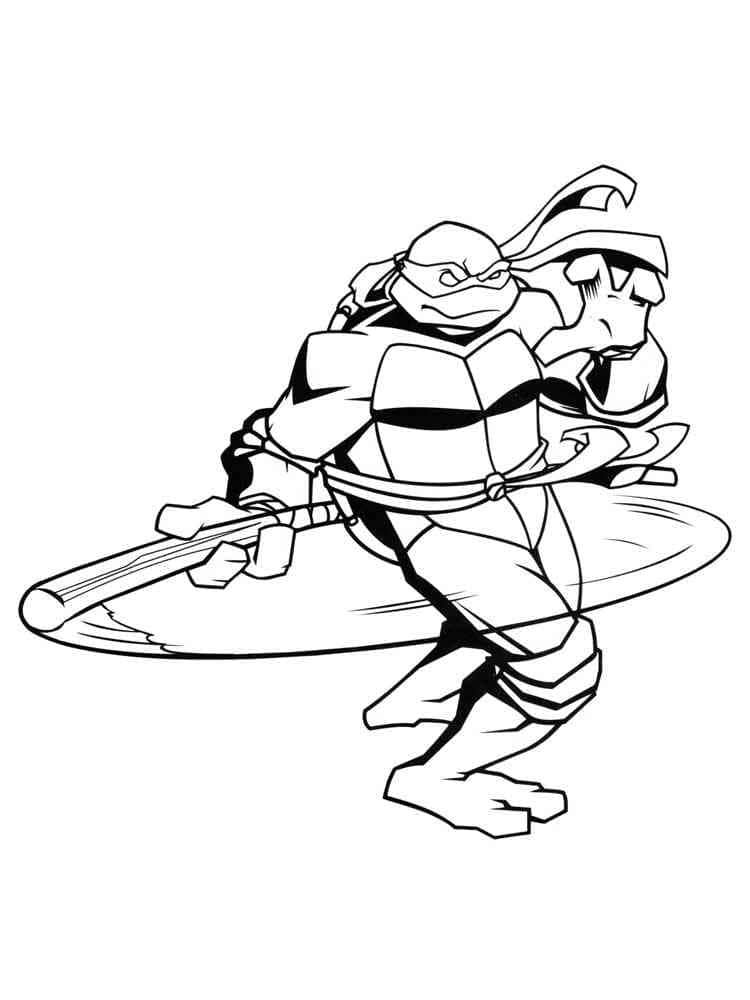 Desenho de Tartarugas Ninja Donatello para Colorir e Pintar
