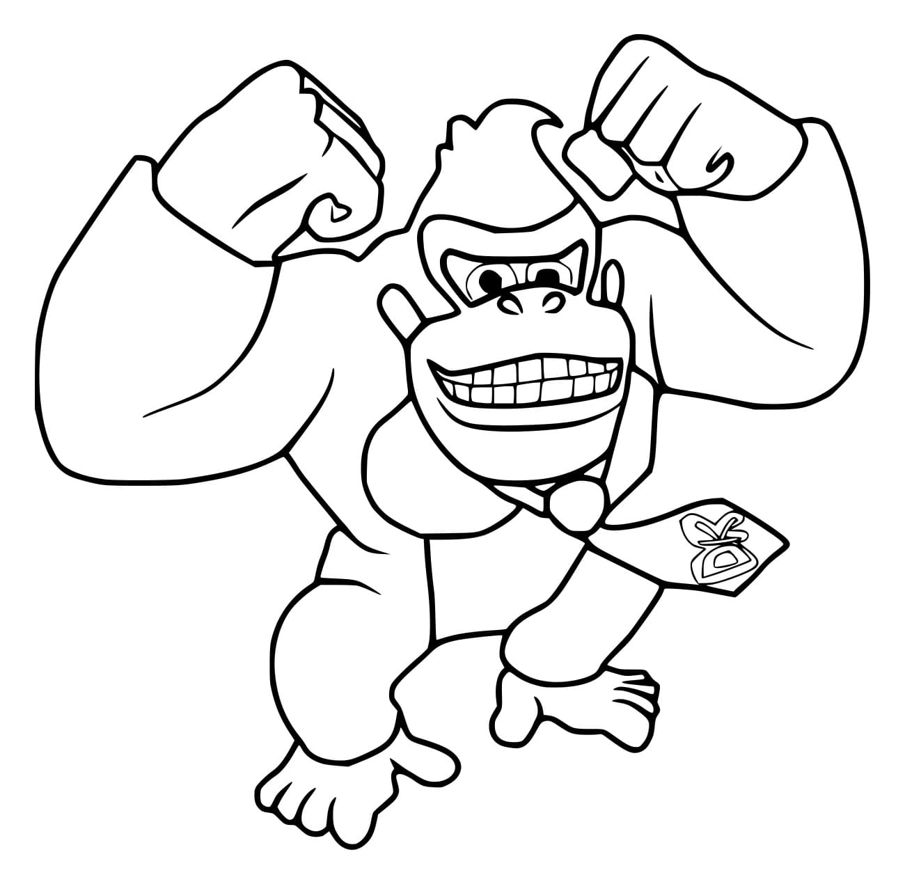 Desenho de Donkey Kong Forte para Colorir e Pintar