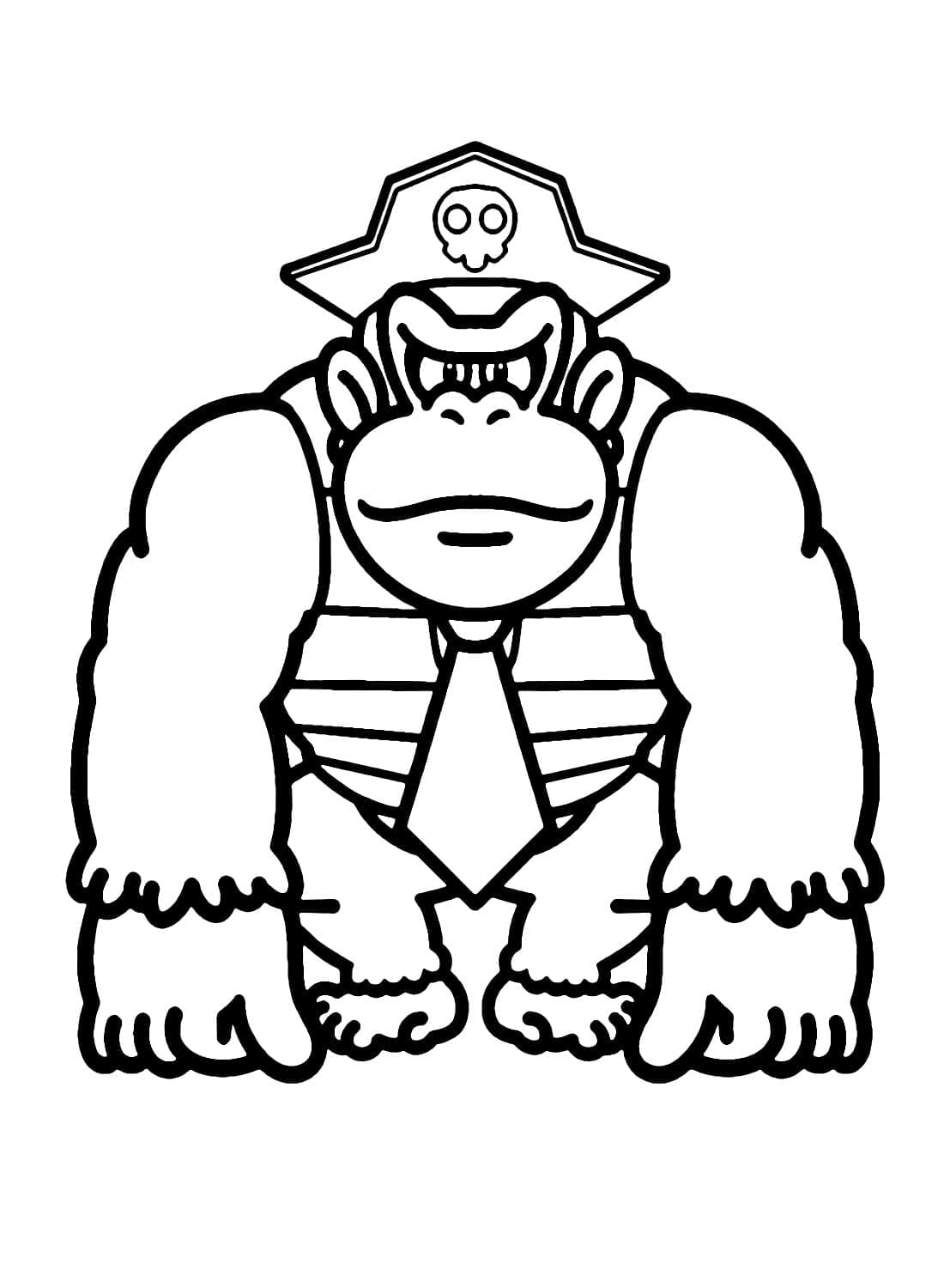 Desenho de Donkey Kong o Pirata para Colorir e Pintar
