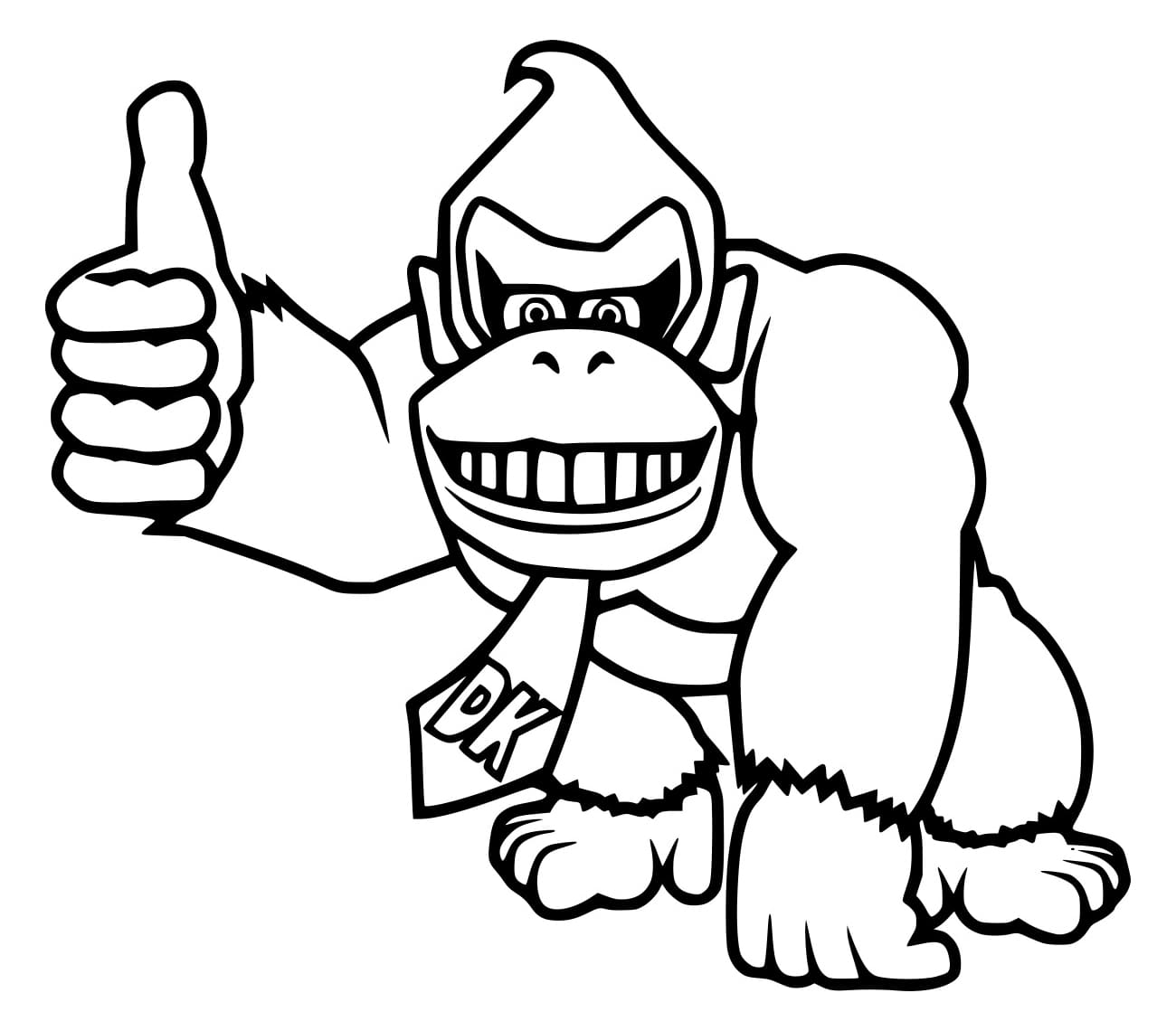 Desenho de Donkey Kong Polegares para Cima para Colorir e Pintar