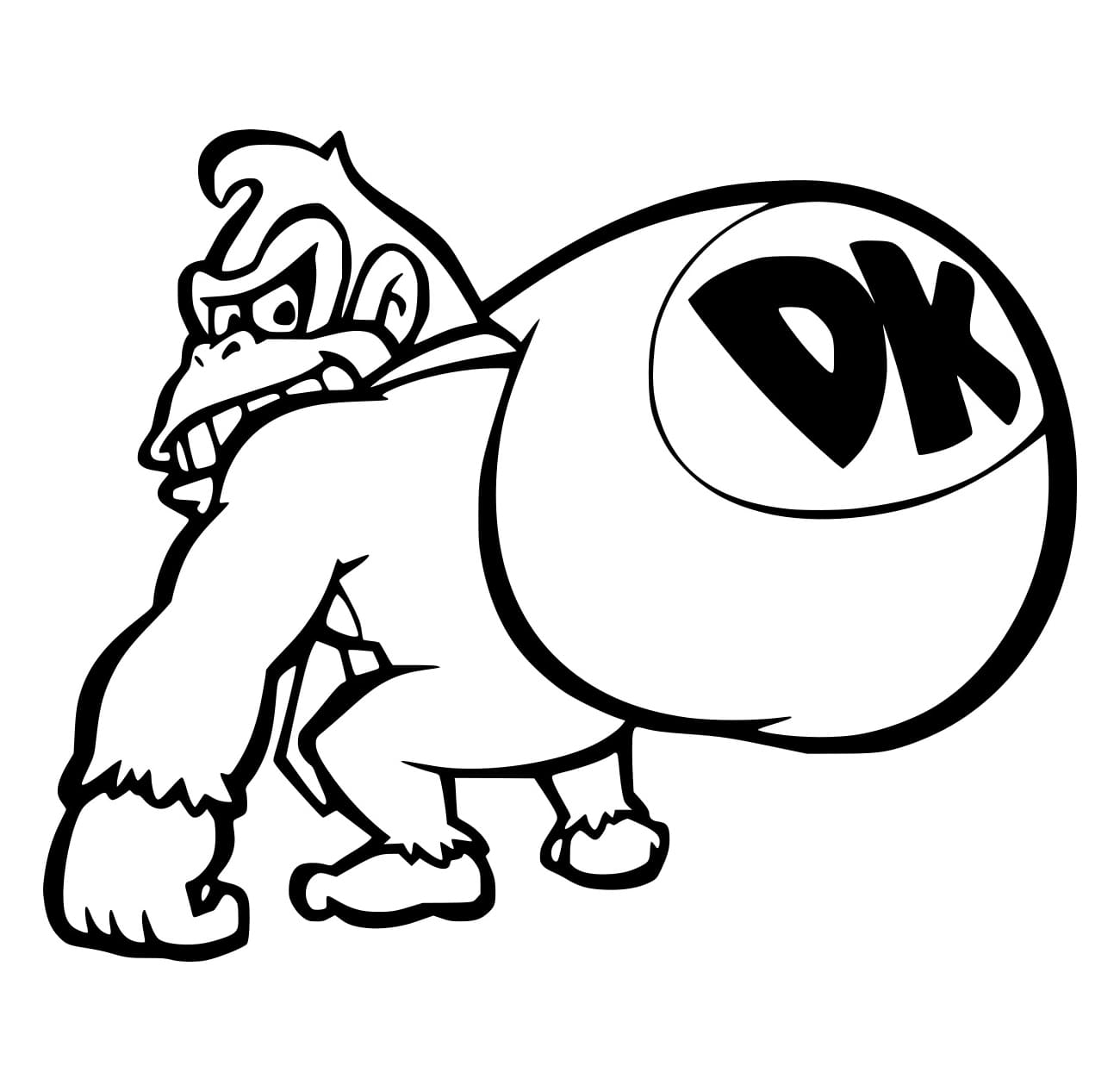 Desenho de Donkey Kong Segurá a Bolsa para Colorir e Pintar