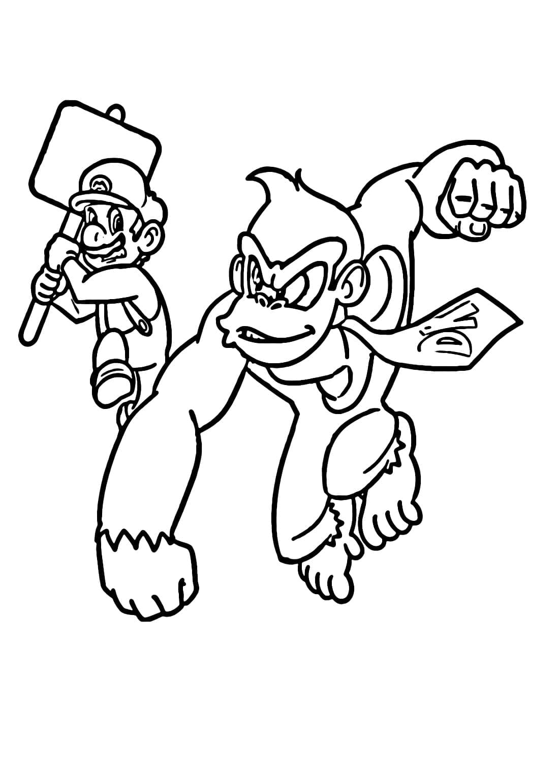 Desenho de Mário Vs Donkey Kong para Colorir e Pintar