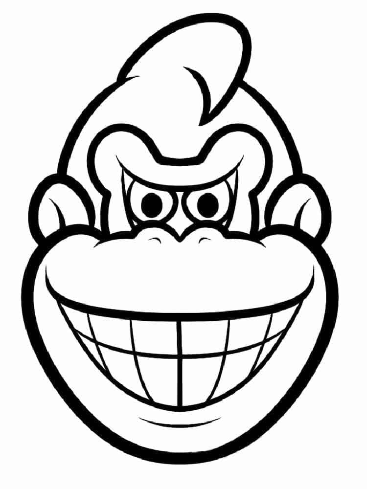 Desenho de Rosto de Donkey Kong para Colorir e Pintar