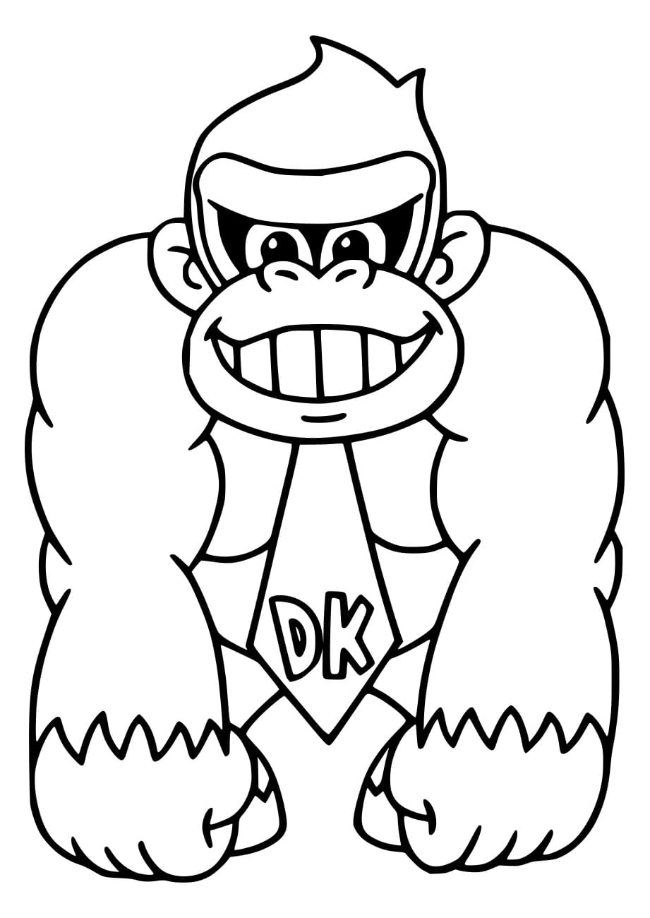 Desenho de Donkey Kong Fácil para Colorir e Pintar