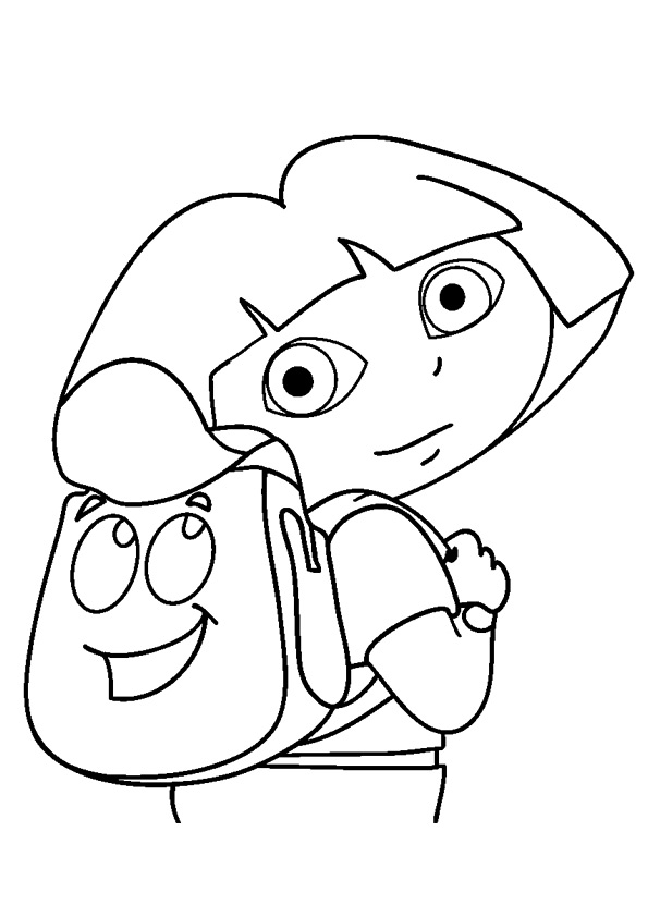 Desenho da Dora Aventureira com Linda Mochila para Colorir Pdf e Pintar