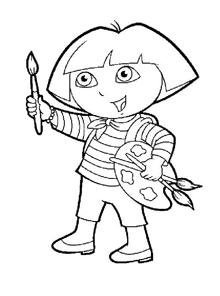Desenho da Dora Aventureira Pintora de Quadros para Colorir e Pintar