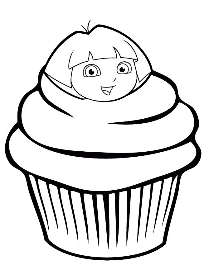 Desenho de Cupcake da Dora Aventureira para Colorir Pdf e Pintar