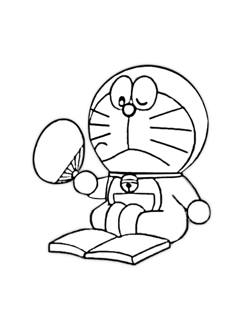 Desenho de Doraemon Estudando para Pintar em Pdf