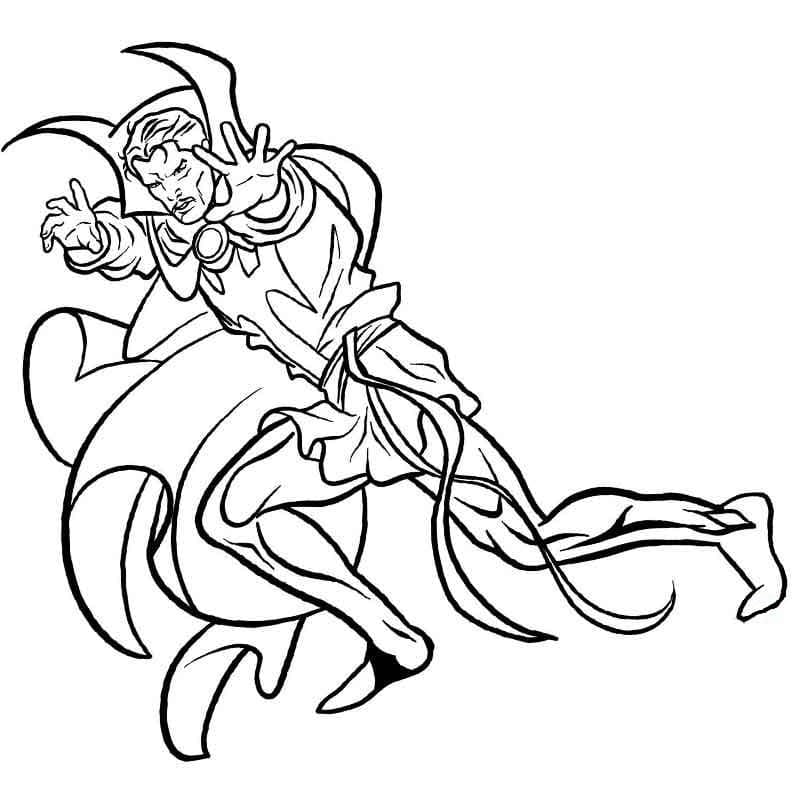 Desenho de Doutor Estranho em Batalhá para Colorir e Pintar