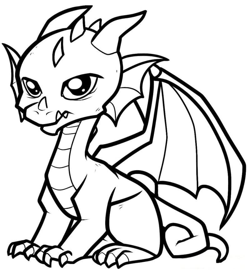 Desenho de Dragão Bebê para Colorir e Pintar
