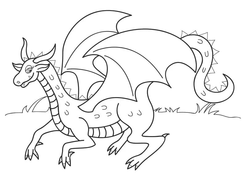 Desenho de Dragão de Desenho Animado para Colorir e Pintar