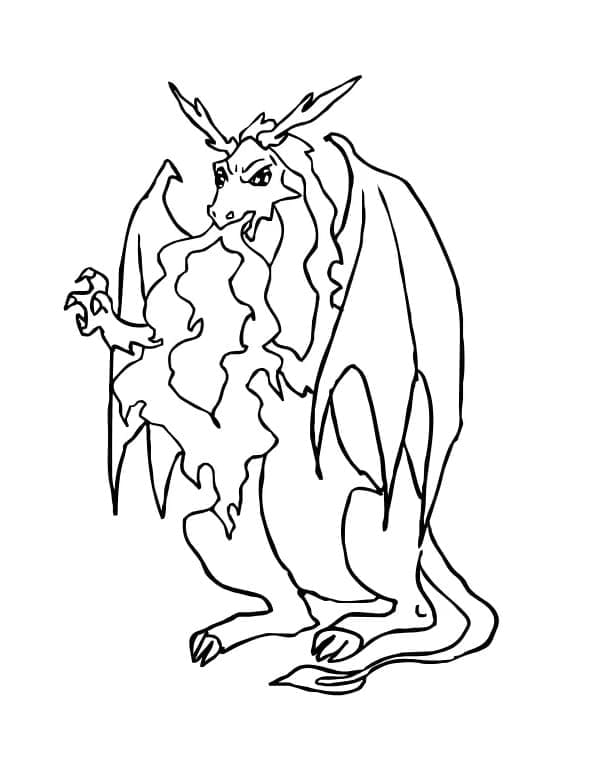 Desenho de Dragão de Fogo para Colorir e Pintar