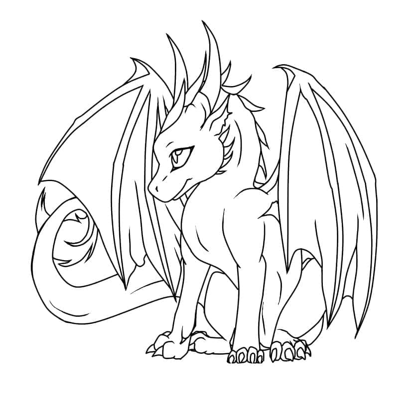 Desenho de Dragão Fabuloso para Colorir e Pintar