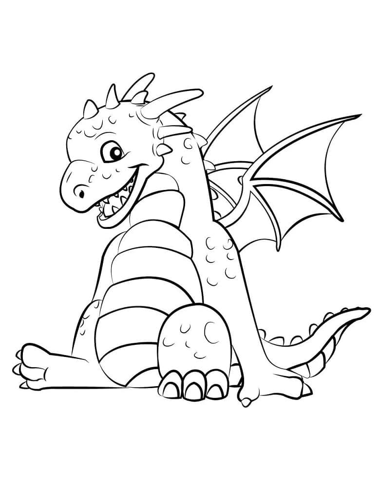 Desenho de Dragão Feliz para Colorir e Pintar