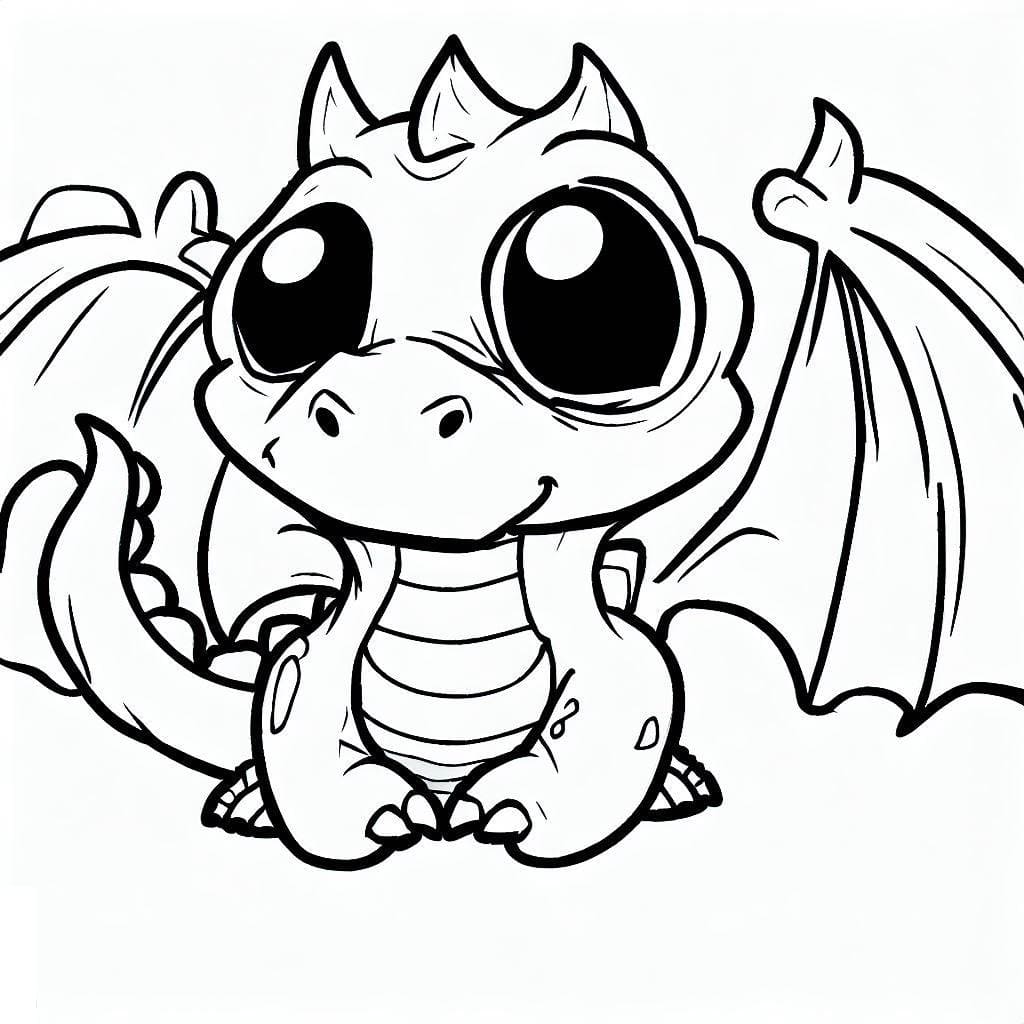 Desenho de Dragão Fofo para Colorir e Pintar