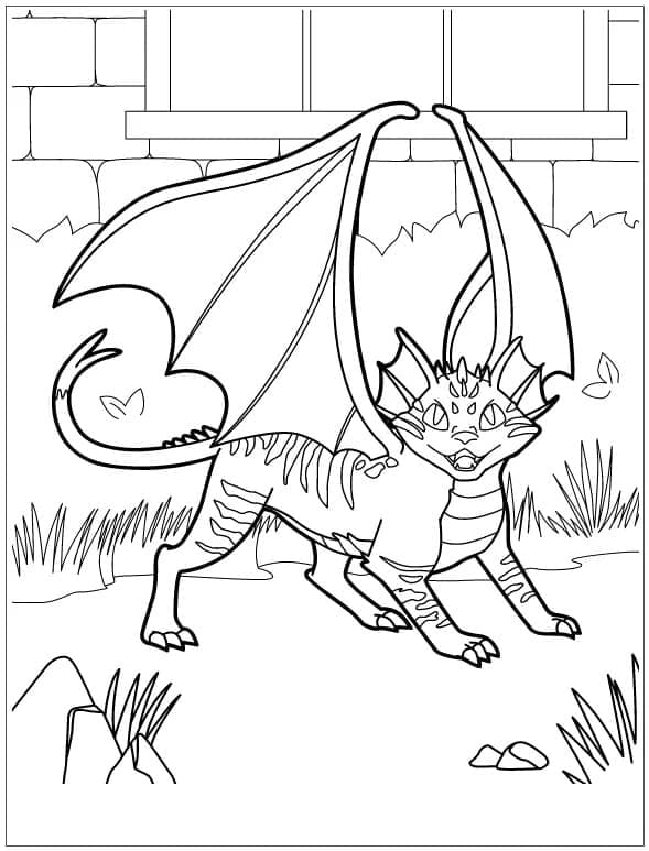 Desenho de Dragão Gato para Colorir e Pintar