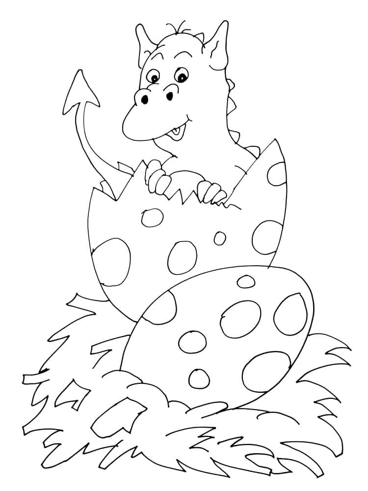 Desenho de Dragão Recém Nascido para Colorir e Pintar