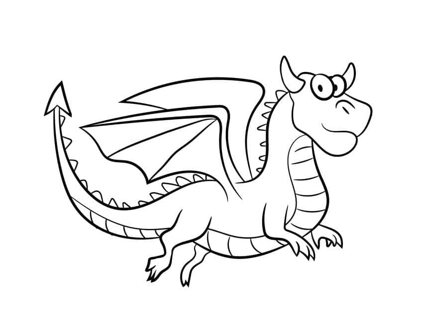 Desenho de um Dragão Feliz para Colorir e Pintar